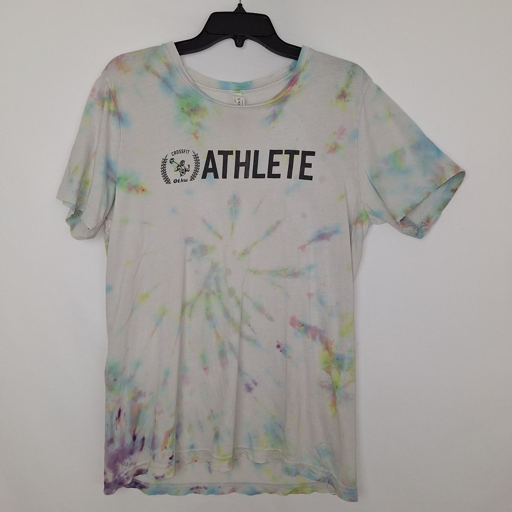 Bella + Canvas Women's T-Shirt Size Medium Tie-Dye Athlete Pastel Blast Cotton